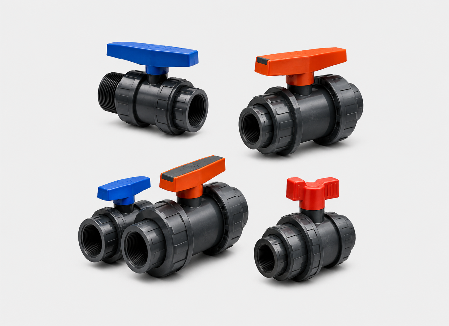 Heavy Duty PVC/PP Ball Valve with T-Handle - High Pressure Water & Fluid Control (1/2" to 2" Sizes)